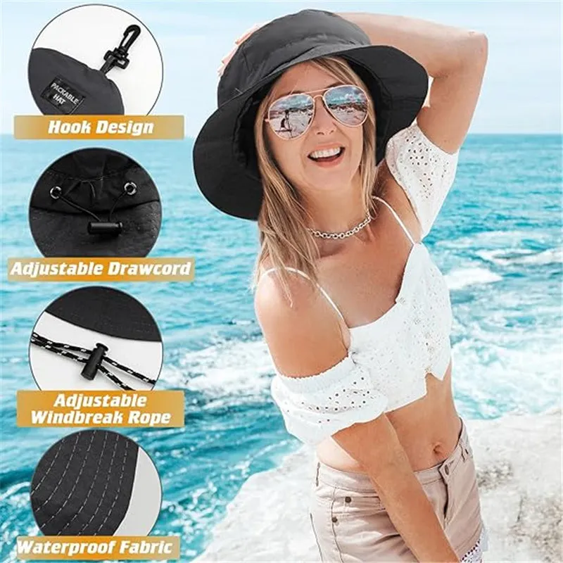 UPF 50  Sun Fishing Hats Wide Brim Bucket Waterproof  UV Protection