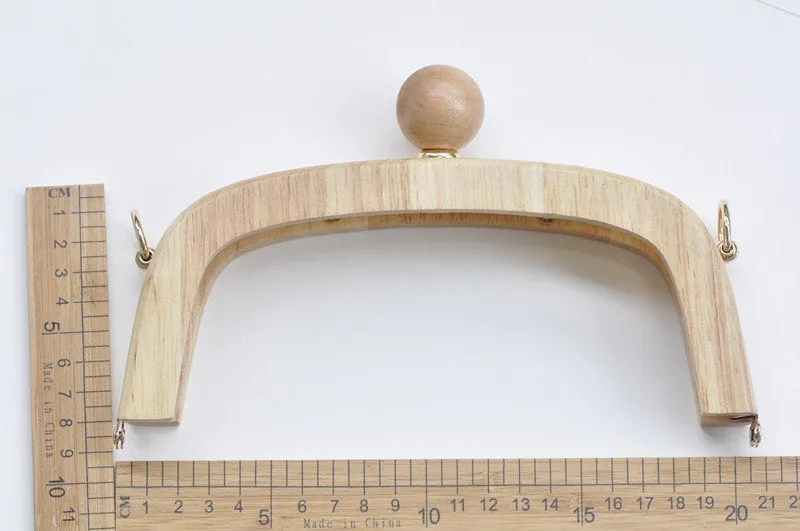 Wood Handle Purse Frame With Screws  21 x 9cm Pick Up Color
